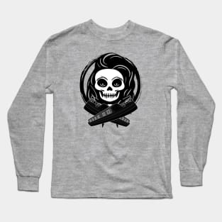 Roving Trader Skull and Narrowboat Black Logo Long Sleeve T-Shirt